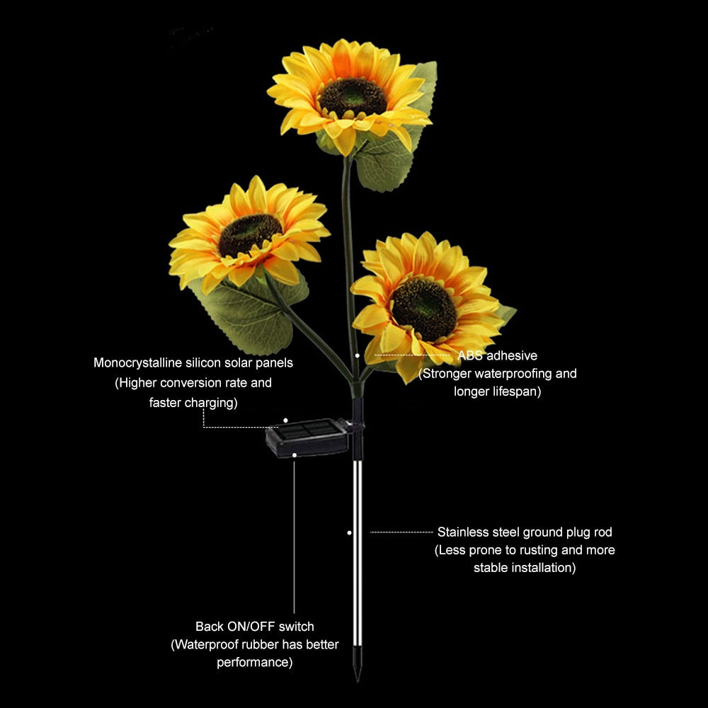 Solar-Powered Sunflower Garden Lights