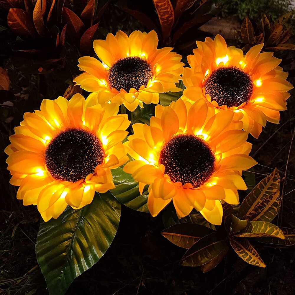 Solar-Powered Sunflower Garden Lights